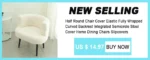 Goldoma semi-circular chair cover on a curved dining chair – stretch knit slipcover protects and decorates