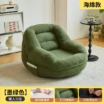 Goldoma corduroy u-shaped sectional sofa in olive green with ottoman, modern minimalist design for living room