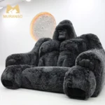 Goldoma creative animal sofa bed in modern living room, upholstered in soft fabric, converted to a bed