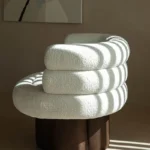 Goldoma compact velvet sofa for living room, modern single armchair with solid wood frame and high-density sponge cushion