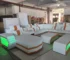 Goldoma Modern LED Light Genuine Leather Sectional Sofa with Storage, USB, and Cup Holders