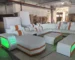 Goldoma Modern LED Light Genuine Leather Sectional Sofa with Storage, USB, and Cup Holders