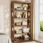 Goldoma 6-Tier Industrial Bookcase, 71 Inch Tall Bookshelf with X-Design, Floor Standing 5 Shelf Display Storage for Living