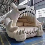 Goldoma creative animal sofa bed in modern living room, upholstered in soft fabric, converted to a bed