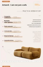 Goldoma modular cream Sherpa sofa vacuum-compressed sectional with high-elastic foam in mid-century style.