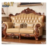 Goldoma genuine leather sofa set in yellow, European luxury living room furniture with modern design