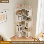 Bookshelf Solid Wood Rotating Multi-layer Corner Storage Cabinet Floor Standing Bookcase Living Room Home Furniture Organization - Image 9