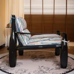 Goldoma Nordic Minimalist Living Room Sofa with black legs in a modern living room setting