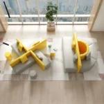 Goldoma modern S-shape PU leather modular sectional sofa set in an office lobby