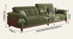 Goldoma Minimalist U-Shape Sectional Sofa in green chenille fabric with sofa bed function for modern living rooms