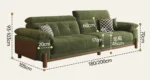 Goldoma Minimalist U-Shape Sectional Sofa in green chenille fabric with sofa bed function for modern living rooms