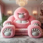 Goldoma creative animal sofa bed in modern living room, upholstered in soft fabric, converted to a bed