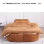Goldoma Corduroy L-Shaped Sofa Bed with Removable Cover - Brown – side view