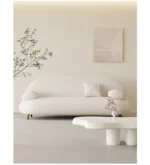 Goldoma semi circle sectional sofa in modern lamb wool fabric for hotel lobby or living room