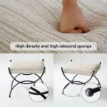 Goldoma compact jacquard footstool with metal frame, modern ottoman for living room and bedroom