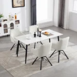 Goldoma velvet swivel dining chairs set of 2 in cream, featuring 360 degree rotation and ergonomic design