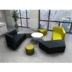 Goldoma Modular Break Out Sofa in a modern office lounge setting showing ergonomic back support and commercial-grade fabric