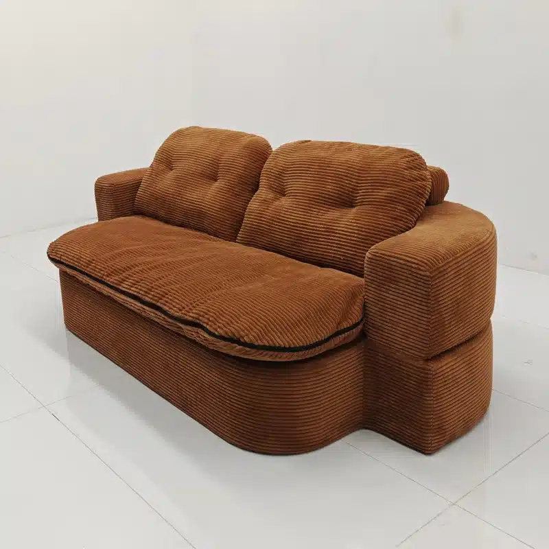 Goldoma Corduroy L-Shaped Sofa Bed with Removable Cover - Brown Goldoma Corduroy L-Shaped Sofa Bed with Removable Cover - Brown