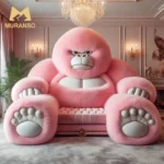 Goldoma creative animal sofa bed in modern living room, upholstered in soft fabric, converted to a bed