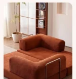 Goldoma velvet sectional sofa in living room - modern L-shaped corduroy couch with soft velvet upholstery and high-resilience sponge filling