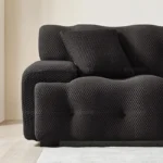 Goldoma Nordic corner sofa in black fabric - modern L-shaped couch for living room