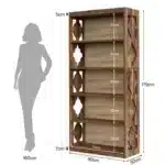 Goldoma 6-Tier Industrial Bookcase, 71 Inch Tall Bookshelf with X-Design, Floor Standing 5 Shelf Display Storage for Living