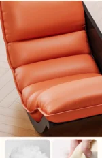 Goldoma modern curved leather sofa single seater living room chair in neutral tone