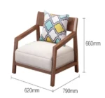 Goldoma Scandinavian Fabric Office Sofa – modern settee with wood frame and eco-friendly fabric for office or living room