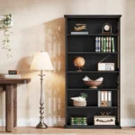 Goldoma 6-Tier Tall Bookshelf 75-Inch with Adjustable Shelves in Brown Finish