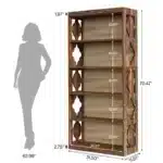 Goldoma 6-Tier Industrial Bookcase, 71 Inch Tall Bookshelf with X-Design, Floor Standing 5 Shelf Display Storage for Living