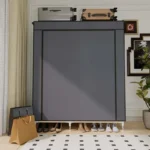 Goldoma freestanding fabric wardrobe with 6 storage areas, portable closet with shelves and hanging rail in a bedroom