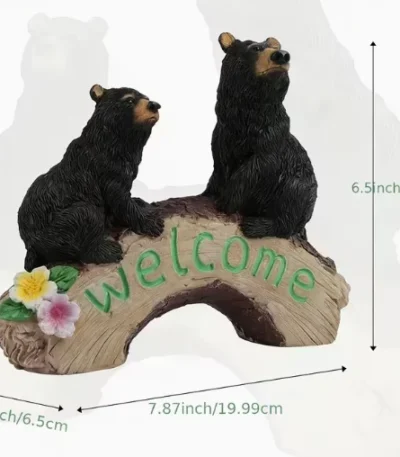 Black bear family sign resin statue for outdoor garden decor