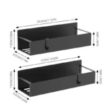 Black magnetic spice rack attached to refrigerator side, holding spice jars neatly organized