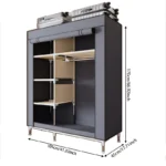 Portable wardrobe with shelves - freestanding clothes organizer with non-woven fabric cover and metal frame