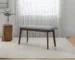 Goldoma Solid Wood Upholstered Bench with Fabric – Elegant Mid-Century Entryway Bench