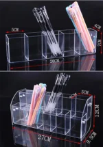 1-7 Tier Clear Acrylic Pen Holder Stationery Store Storage Brush Case Display Stand Desktop Writing Pot Writing Pencil