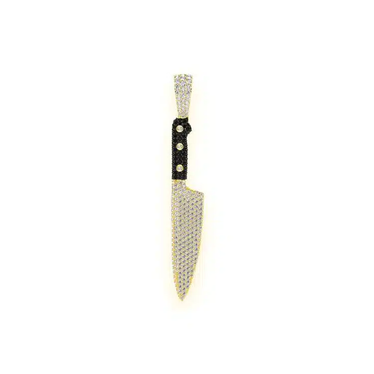 Trendy Unique 925 Silver Kitchen Chef Knife Sword Shape Iced Fine Jewelry Custom Lab Grown Diamond Trendy Unique 925 Silver Kitchen Chef Knife Sword Shape Iced Fine Jewelry Custom Lab Grown Diamond Pendant Anniversary Gift