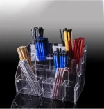 1-7 Tier Clear Acrylic Pen Holder Stationery Store Storage Brush Case Display Stand Desktop Writing Pot Writing Pencil