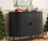 Goldoma 40 inch buffet cabinet with storage featuring sliding doors and adjustable shelf in living room