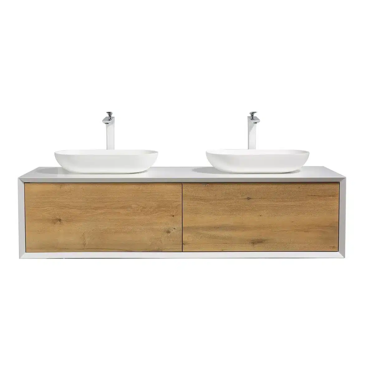 63 Inch Large Double Sink Floating Bathroom Vanity US Warehouse Stock Ready to Ship Commercial Sample Home Use