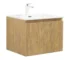 Goldoma 24in wall-hung bathroom vanity with matte white resin basin, front view in a modern bathroom setting.