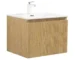 Goldoma 24in wall-hung bathroom vanity with matte white resin basin, front view in a modern bathroom setting.