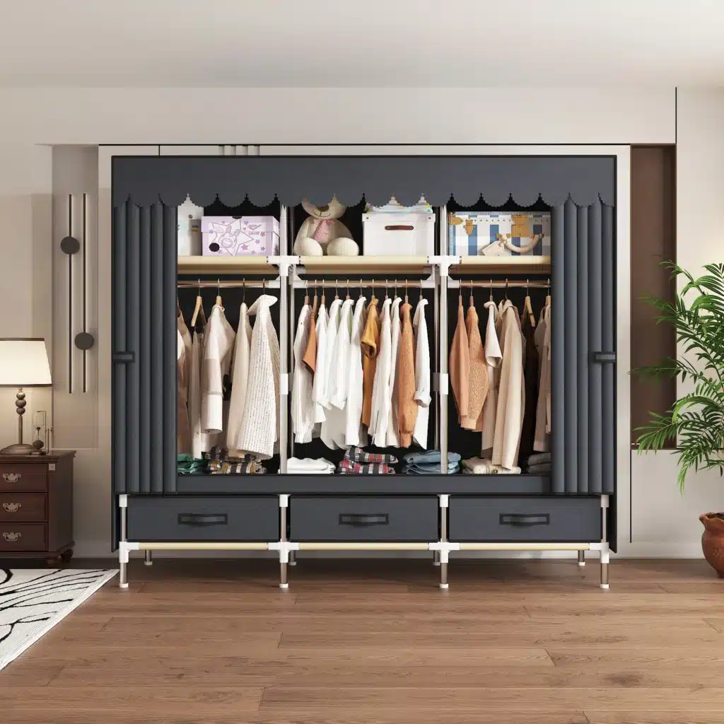 Portable Wardrobe with 3 Drawers and 6 Shelves - Durable Easy Assembly