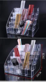 1-7 Tier Clear Acrylic Pen Holder Stationery Store Storage Brush Case Display Stand Desktop Writing Pot Writing Pencil