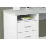 HMS 47" Taupe Silver L-Shaped Computer Desk Two Drawers Extendable Modern Design Office/Gaming Desk Wood Metal Assembled