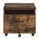 FCJ Weathered Oak and Black 1-Drawer File Cabinet Elegant Wood Finish and Stylish Design – side view