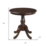 30" Espresso Round Dining Table with Pedestal Base – top view