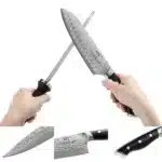 9 Pieces ABS Handle Fillet Knife VG-10 Damascus Steel Kitchen Knife Set with Sharpener Chicken Bone Scissors – close-up