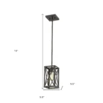 HMS bronze mini hanging light in a cozy corner, casting shadows on textured wall.