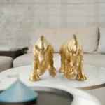 Golden Rhino Ornament with Horn - Modern Resin Home & Office Decor, Cartoon-Style Indoor Decoration for Living Room